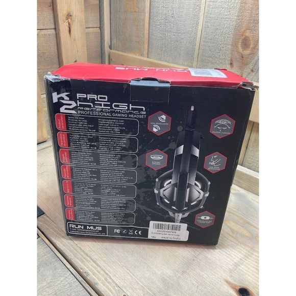𝅺k2 Pro Run Mus High Performance Professional Gaming Headset Red Open Box New - Picture 4 of 6